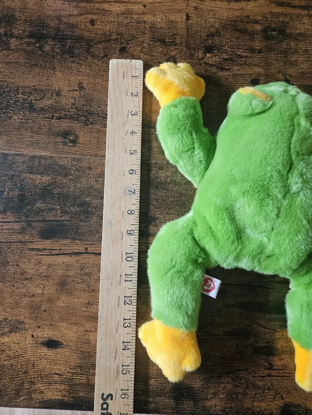 Vintage 1998 Ty Beanie Buddies Green & Yellow Plush Frog for Reptile Habitat